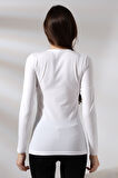 Uzun Kol Bisiklet Yaka Penye Kompakt Bady 19646 BEYAZ