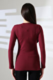 Uzun Kol Bisiklet Yaka Penye Kompakt Body 19646 BORDO