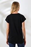 Bisiklet Yaka Penye Kompakt %100 Pamuk T-Shirt 21570 SİYAH