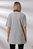 Oversize Yırtmaçlı Raporlu Tunik T-shirt 21493 GRİMELANJ