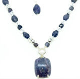 2331 Hindistan el kesimi İyolit Kristal Kuvars el yapımı kolye