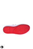 Kadın Kırmızı Rahat Kalıp Keten Günlük Spor Kalın Tabanlı -5cm- Bağcıklı Sneaker Ayakkabı