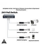 AN6650 PoE Splitter Adaptör 24V to 12V Gigabit Ethernet IP Kamera NVR Modem Access Point Dönüştürücü