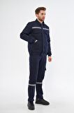 Orange Safety İş Takımı 7/7 Gabardin %100 Pamuk Kapitoneli Reflektörlü Kışlık Lacivert