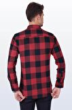 Kırmızı Siyah Dama Desenli Slimfit Oduncu Gömlek