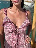 ASKILI MİNİ ÇİÇEKLİ ELBİSE