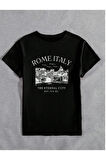 Unisex İtalyan Skyline Özel Tasarım Ön Baskılı Tasarım Tshirt