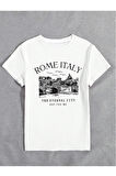 Unisex İtalyan Skyline Özel Tasarım Ön Baskılı Tasarım Tshirt