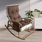 Reyo Home Asos Lüks Çift Minderli Sallanan Sandalye Tv Koltuğu Kahve/Krem