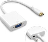Mini Hdmi To Vga Ses Destekli Çevirici Dönüştürücü Adaptör