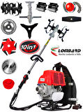 Lombard İtalia 643 Plus VTEC 10 İn 1 Sırt Tipi Ot Çim Biçme Tırpanı + Toprak Eşeleme+ Akrobat Çapa Aparatı