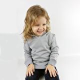 Çocuk Sweatshirt Kapüşonlu - Gri - Düz