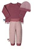 OrganicEra Organik  Sweatshırt, Şapka,Beli Katlamalı Pantolon , 3'lu Set,Bordo Melanj