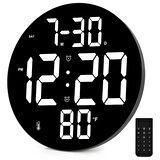 Monozone  12INÇ LED Duvar Masa Saati Dijital Modern Elektronik Sıcaklık Nem Alarm Uzaktan Kumanda Ev Ofis