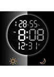 Monozone  12INÇ LED Duvar Masa Saati Dijital Modern Elektronik Sıcaklık Nem Alarm Uzaktan Kumanda Ev Ofis