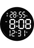 Monozone  12INÇ LED Duvar Masa Saati Dijital Modern Elektronik Sıcaklık Nem Alarm Uzaktan Kumanda Ev Ofis