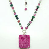 2343 Druze kök Yakut Turmalin Akik el yapımı kolye