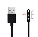 Akıllı Saat Smart Watch Mıknatıslı Şarj Data Kablosu Manyetik 4 Pin Siyah Renk