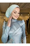 Hera Buz Yeşili Abiye Elbise