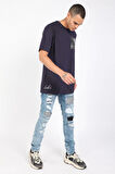 Erkek Lacivert Bisiklet Yaka T-shirt