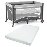 Gulz Raftel Oyun Parkı Bebek Beşik 70x120 Cm + Pamuk Yatak Dark Grey