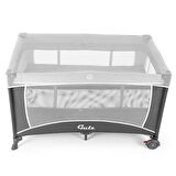 Gulz Raftel Oyun Parkı Bebek Beşik 70x120 Cm + Pamuk Yatak Dark Grey