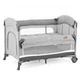 Gulz Omega Anne Yanı Sallanır Cibinlikli Oyun Parkı Bebek Beşik 70x110 cm + Yataklı Dark Grey