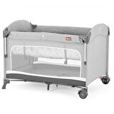 Gulz Omega Anne Yanı Sallanır Cibinlikli Oyun Parkı Bebek Beşik 70x110 cm + Yataklı Dark Grey