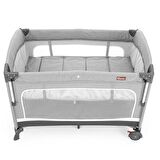 Gulz Omega Anne Yanı Sallanır Cibinlikli Oyun Parkı Bebek Beşik 70x110 cm + Yataklı Dark Grey