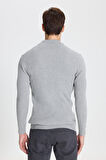 Slim Fit Dar Kesim Yarım Balıkçı Yaka Pamuklu Jakarlı Triko Kazak