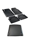 Skoda Fabia 1997-2007 SEDAN Kauçuk 4D Havuzlu Oto Paspas ve 3D Bagaj Havuzu 2li Set