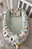 Babynest Sevimli Orman Lüx Tasarım Organik Pamuk Kumaş Taşınabilir Anne Yanı Baby Nest