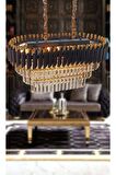 BirsenAydınlatma Zamira 75x35 Cm Kristal Taşlı 3 Katlı Yemek Masası Üstü Lüks Avize 6 Lı (black-gold)