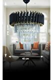 BirsenAydınlatma Zamira 45 Cm'lik Gold Kristal Taşlı Lüx Avize 4'lü (BLACK GOLD)