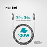 Ttec Super Şarj Örgü Tasarım 1.5Mt 100W Type c Şarj Kablosu Samsung Huawei Macbook Tablet Şarj Kablo