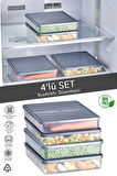 4'lü Buzdolabı Düzenleyici Organizer - Difriz ve Mikrodalga Uyumlu Saklama Kabı Seti Gri 4x2500 ml