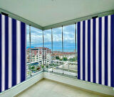 Ceylan Home Balkon Perdesi Brandası Mavi Kalın Çizgili 800x250