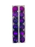 YILBAŞI TOP AĞAÇ SÜSÜ MOR 24'LÜ SET PLASTİK 4CM