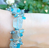 2361 Ham mavi Obsidyen Akuamarin el yapımı bileklik