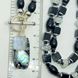 2362 Ay taşı Akik Oniks Obsidyen Hematit Erkek kolye bileklik el yapımı set