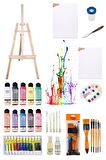 Artdeco 140 ml Akrilik Boya ve Fanart 12x12 ml Yağlı Boya Seti ve 50x70+35x50 Tuval İkili Şövale set