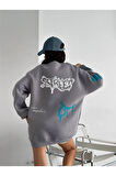 UNISEX CALIFORNIA BASKILI OVERSİZE SWEATSHİRT