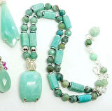 2366 Amazonit Krizokol Hematit el yapımı kolye