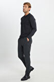 Pamuklu Standart Fit Normal Kesim Polo Yaka Jakarlı Triko Kazak