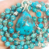 2373 İran Nişabur Firuze Afrika Pine taşı Hematit el yapımı kolye