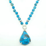 2373 İran Nişabur Firuze Afrika Pine taşı Hematit el yapımı kolye