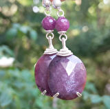 2377 Faset kesim oval Yakut Gümüş aparatlı el yapımı küpe