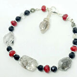 2379 Herkimer ham elmas Mercan Akik Hematit el yapımı bileklik