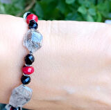 2379 Herkimer ham elmas Mercan Akik Hematit el yapımı bileklik