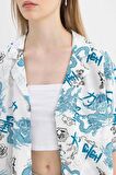 DeFacto Coool Regular Fit Pijama Yaka Desenli Kısa Kollu Gömlek Z1663AZ24SPWT32